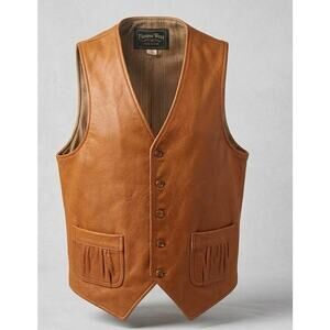 Vintage 70s Cortini Western Vest Brown Bellows Pockets Cinch Back M Cowboy Core